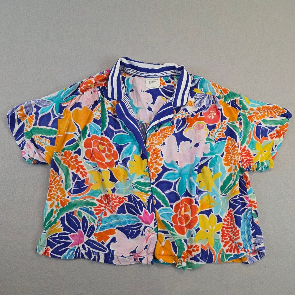 Anthropologie The Art of Sisters Gulassa Floral Sleep Shirt 2X Multicolor Crop